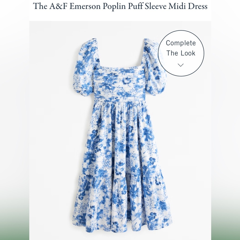 Abercrombie and Fitch Emerson Puff Sleeve Midi Dress, size L
